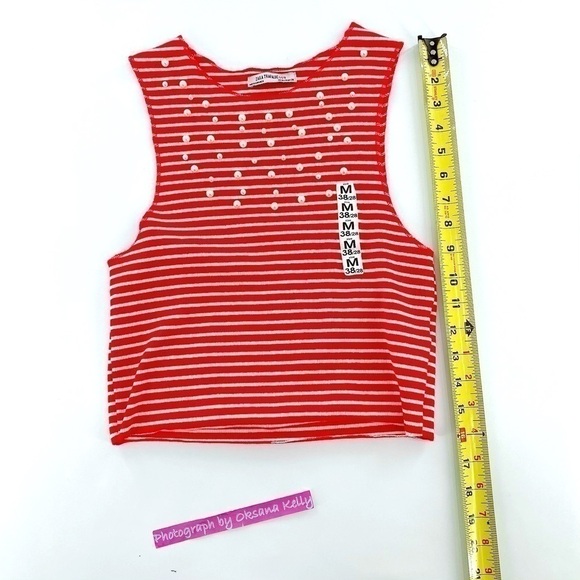 Zara Crop Top American armhole Red/White Striped M - Picture 9 of 9